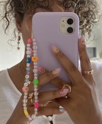 China Fashionable Various Shapes Materials And Colors High Quality Customized Phone Chain Diy Beaded Phone Charm Chain for sale