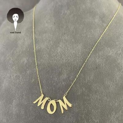 China Mother's Day Fashion Stainless Steel Jewelry Pendant Gold Plated Female Of Love Eco-Friendly Hot Gold Letter Gift Necklace for sale