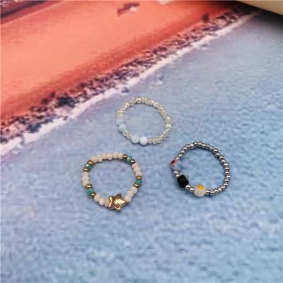 China Handmade Plastic Beads Toe Finger Rings Resizeable Elastic Toe Rings from Colorful Beads Eco-friendly for sale