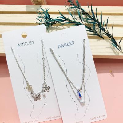 China 2021 New Arrival Fashionable Wholesale Foot Jewelry Beaded Ankle Chains Designer Custom Anklet Diamond Charm Anklet for sale