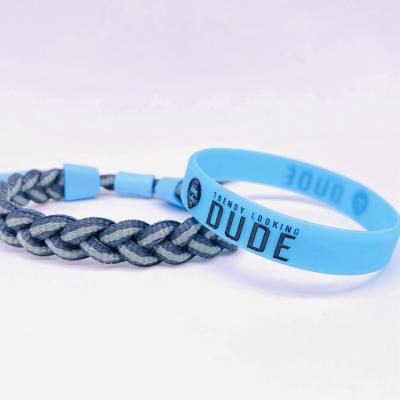 China New Product Custom Famous Designer's Unique Modern Stretch Men'S FASHIONABLE Rubber and Woven Wristband for sale