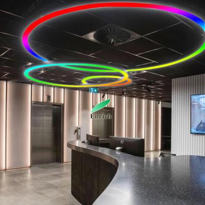 China The modern colorful change RGB ring shape pendant light fixture with differen housing colors for sale