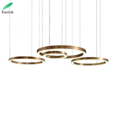 China Crystal Ring Chandelier Gold LED Stainless Steel Hotel Lobby Pendant Light Modern Design Desk Lamp for sale