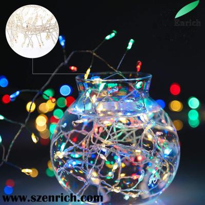 China IP44 Battery Fairy Lights Firecracker Shape Light Silver LED Wire String EN-FSL-3AA for sale