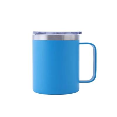 China 12OZ Food Grade 304 Stainless Steel Vacuum Viable Personalized Camping Coffee Mugs With Handle And Lid for sale