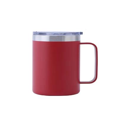 China Factory Price 12oz Eco-friendly Stainless Steel Liner Double Wall Colored Coffee Mugs With Handle And Lid for sale