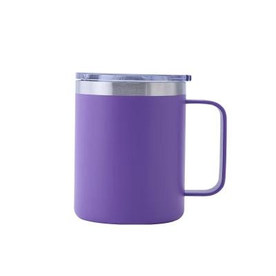 China Double Wall 14Oz Household Sustainable High Quality Reusable Cheap Colorful Stainless Steel Coffee Mug With Handle And Lid for sale