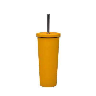 China PORTABLE Color Stainless Steel Double Wall Vacuum Insulated Outdoor Travel Coffee Mug With Straw for sale