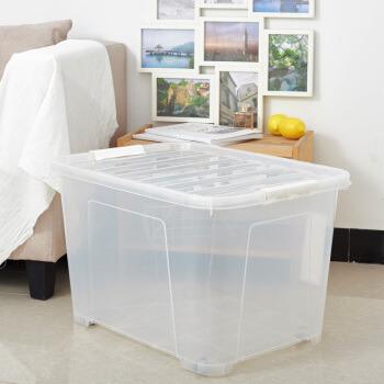 China Large Capacity Viable Wholesale Clear Plastic Storage Box With Handle For Clothes And Toys for sale