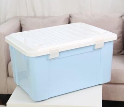 China Large Size Sustainable Plastic Rectangle PP Colorful Storage Box / Boxes With Hinged Lid And Wheels for sale