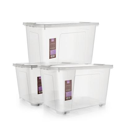 China Storage Container File Box Storage Viable Clear Plastic Organizer With Wheels for sale