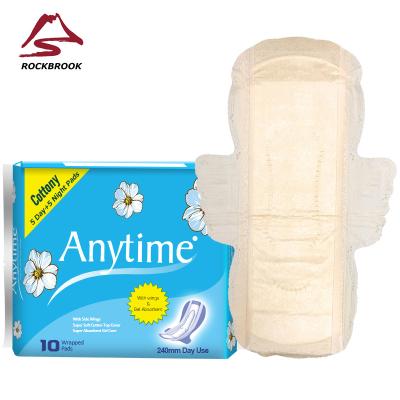 China Super Absorbent Cheap Sanitary Napkins Biodegradable Raw Materials Flusable Sanitary Pads In Bag for sale