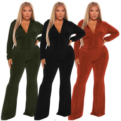 China PSS2242 Plus Size V-Neck Velvet Loungewear Women's High Quality Viable Wholesale Loose Pants Sets Two-Piece for sale