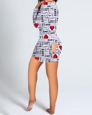 China Hot Selling Plus Size PSSW2080 Valentine Printed Designer Plus Size Shorts Onesie Sleepwear Women Pajamas for sale