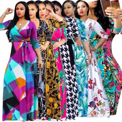 China Sustainable Sale Luxury Print Top PSD2168 Maxi Women Ladies Casual Plus Size Long Size Dresses 4xl 5xl 6xl 7xl for sale