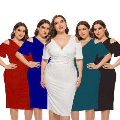 China PSD2068 Anti Static Plus Size Tank Top V-Neck Rlastic Hollow Shape Sunbath Elegant Casual Bodycon Dress for sale