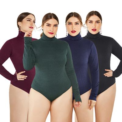 China PSWB2009 high quality ladies anti-pilling plus size turtle neck long sleeve one piece jumpsuit women for sale