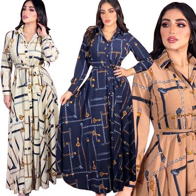 China MSD2045 Polyester Clothing Vendor Islamic Clothing Fashion Chain Printed Long Abaya Shirt Muslim Women Dress for sale