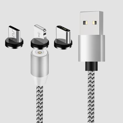 China New Arrival Mobile Phone Wholesale Price 3 Plug 3 In 1 USB Magnetic Fast Charging Cable For iPhone Magnetic Cable 2.4A Charging Cable for sale