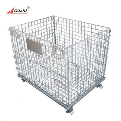 China Mesh Euro Folding Moving Nestable Turnover Crate Mesh Container Wooden Plastic Storage Vegetable Crate With Wooden Pallet for sale