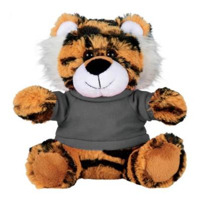 China Plush Adorable Tiger Toy With Tshirt Logo Plush Custom Cheapest Promotional Stuffed Animal for sale