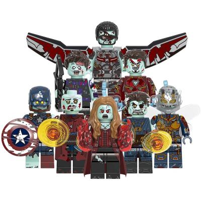 China Cartoon Toy X0325 What If Zombie Super Heroes Doctor Strange Scarlet Witch Falcon Hawkeye Blocks Figures Kids Character Trainer Toys for sale