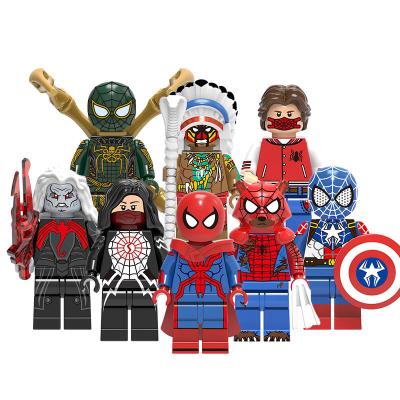 China Cartoon Toy X0282 Super Heroes Spider Peter Parker Knull Man Mini Building Silk Block Figures Kids ABS Plastic Collectible Toys for sale