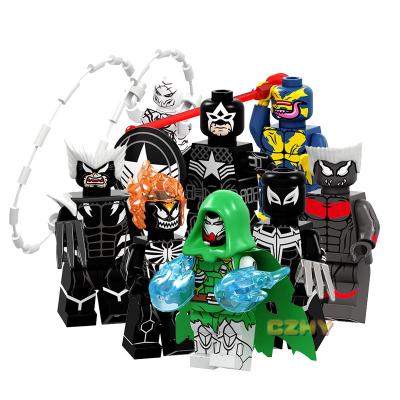 China Toy Super Heroes Black Venom Spider Building Blocks Dr. Doom Ghost Rider Panther Man Mini Brick Cartoon Figure Kids Play PG8187 for sale