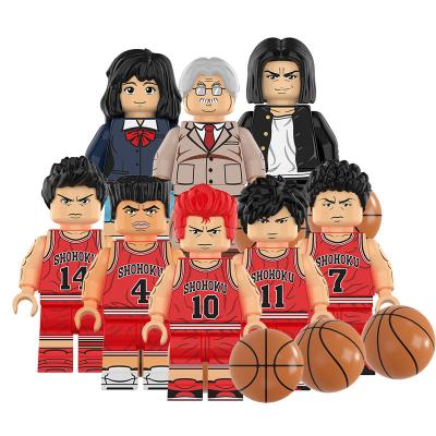 China Cartoon Toy New Japanese Anime KT1060 SNAP DIP Hanamichi Rukawa Haruko Sakuragi Kaede Mini Building Blocks Plastic Figure Kids Toys for sale