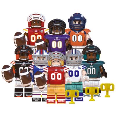 China Cartoon Toy Famous Rugby Team 49ers Displays Browns Cowboys Eagles Ravens Chiefs Broncos Figures Football Building Block Kids Toys WM6133 for sale