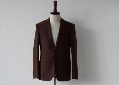 China Woven 100 Percent Brown Wool Suit  Plain Pattern Four Sleeve Buttons Plus Size for sale