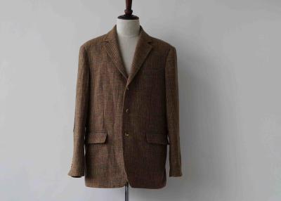 China Leather Ebow Check Woven Wool Men Suit 100% Wool Suit Check Suit for sale