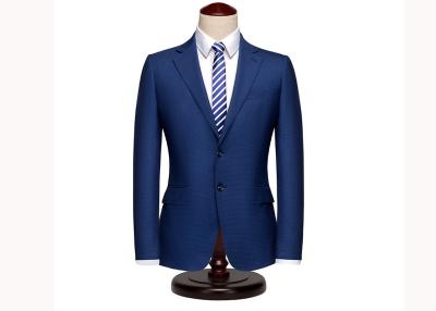 China 2 Button 2 Piece Blue Suit Coat Curved Bottom Polyester / Viscose Material for sale