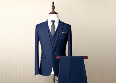 China Long Sleeve Mens Blue Slim Fit Suit 3 Pieces One Chest Pocket For Wedding for sale