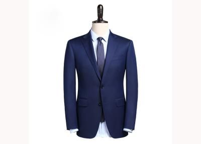 China Single Breasted Dark Mens Blue Suit , Flat Pockets Tuxedo Suits For Wedding for sale