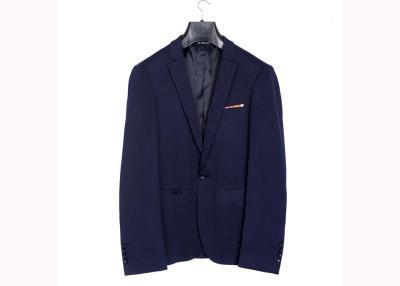 China Big Plain Weave Mens Slim Deep Blue Suit Blazers Soft Feeling Breathable for sale