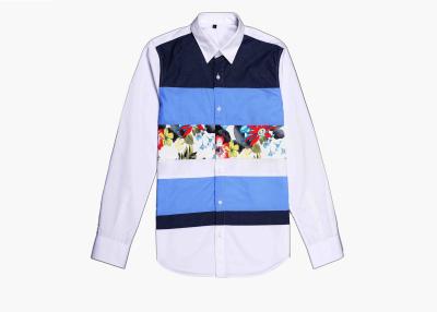 China Casual Mens Cotton Shirts Colorful Printed White Collar Cuff High - End for sale