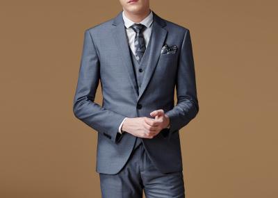 China Gray Serge Plain Mens Three Piece Suit 3 Pieces Jacket Pants Vest Formal Wearing for sale