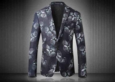 China Two Buttons Mens Floral Printed Suit Jackets Polyester Sublimation Back Vent for sale