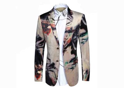 China Creative Colors Mens Printed Suits , Digital Printing Mens Floral Tuxedo Jacket  for sale