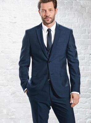 China Mens 3 Piece Suits with Single Back Vent / Customized Blue Formal Wear for sale