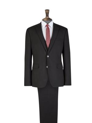 China 2 Piece Black Mens Tuxedo Suits / Essential Slim Fit Suit with Stretch Notch Lapel for sale