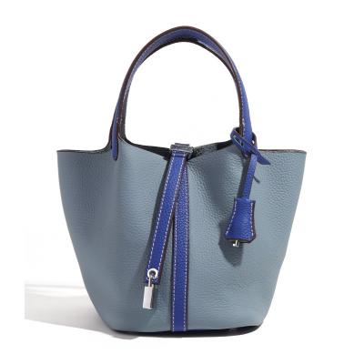 China 2023 New Women's First-Layer Bag Fashion Cowhide Togo Bucket Bag Genuine Leather Women's Bag Large-capacity Vegetable Basket Bag for sale