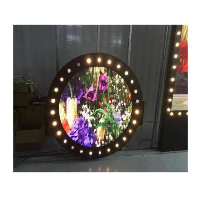 China P4.68 Video And Clock Outdoor Circle Pictures Shape Shop Electronic Creative LOGO Led Sign Board for sale