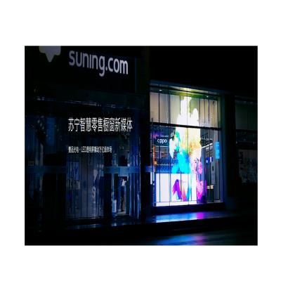 China P3.96-P7.81 indoor transparent glass led display / glass wall led display / transparent led curtain for sale