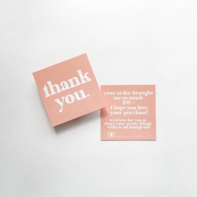 China Europe Bulk 'I Hope You Love You Buy' Pink Greeting Cards Thank You Insert Custom Print Cards for sale