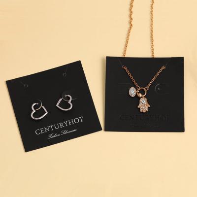 China Eco-friendly Black Jewelry Packaging Card Cardboard Earring Necklace Card With Logo for sale