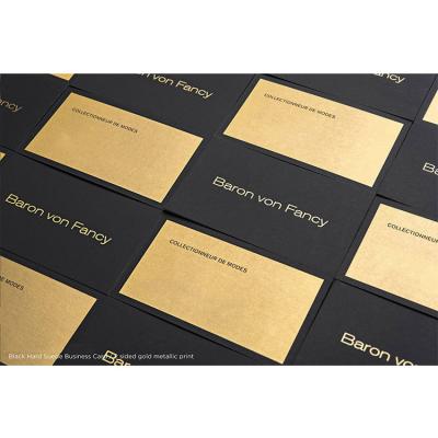 China 100% Eco-friendly Luxury Gold Foil Emboss Printer Black Paper Hard Suede Business Card Printing Finish Custom for sale