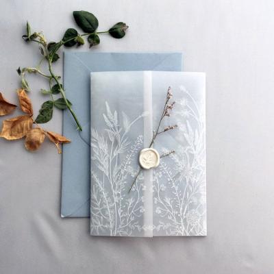 China Custom Europe Summer Wedding Invitations Ink Print Vellum Translucent Envelopes for sale