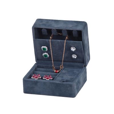 China Fashionable Blue Velvet Jewelry Box For Ring Earring Necklace Bracelet Bangle Gift Jewelry Packaging Case for sale